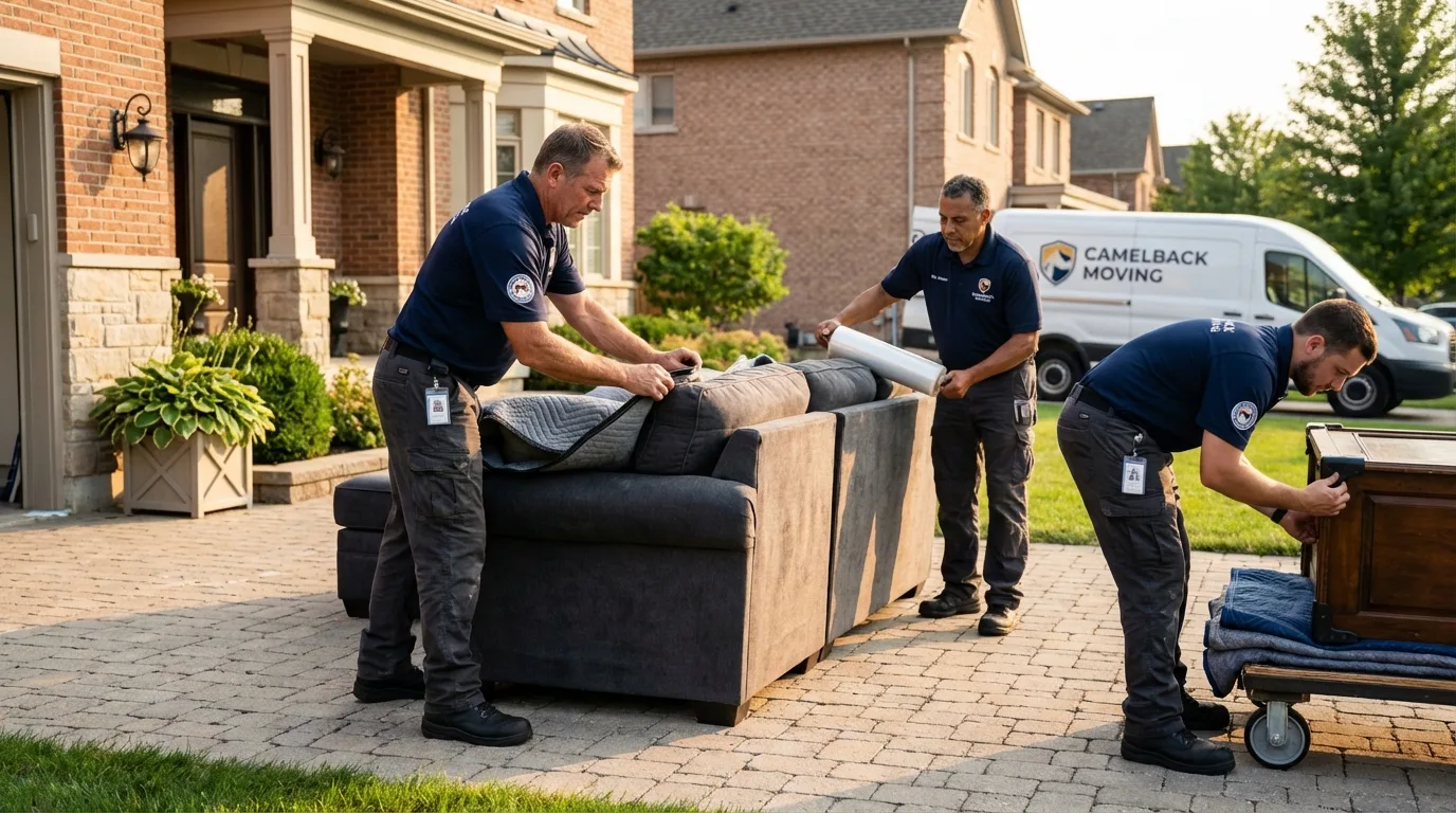 Large estate moving crew wrapping furniture in Pecos, TX